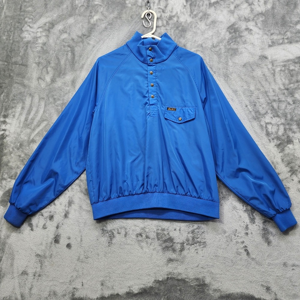 Vintage Eddie Bauer Jacket Mens M Blue Pullover‎ Snap Neck Windbreaker Outdoors